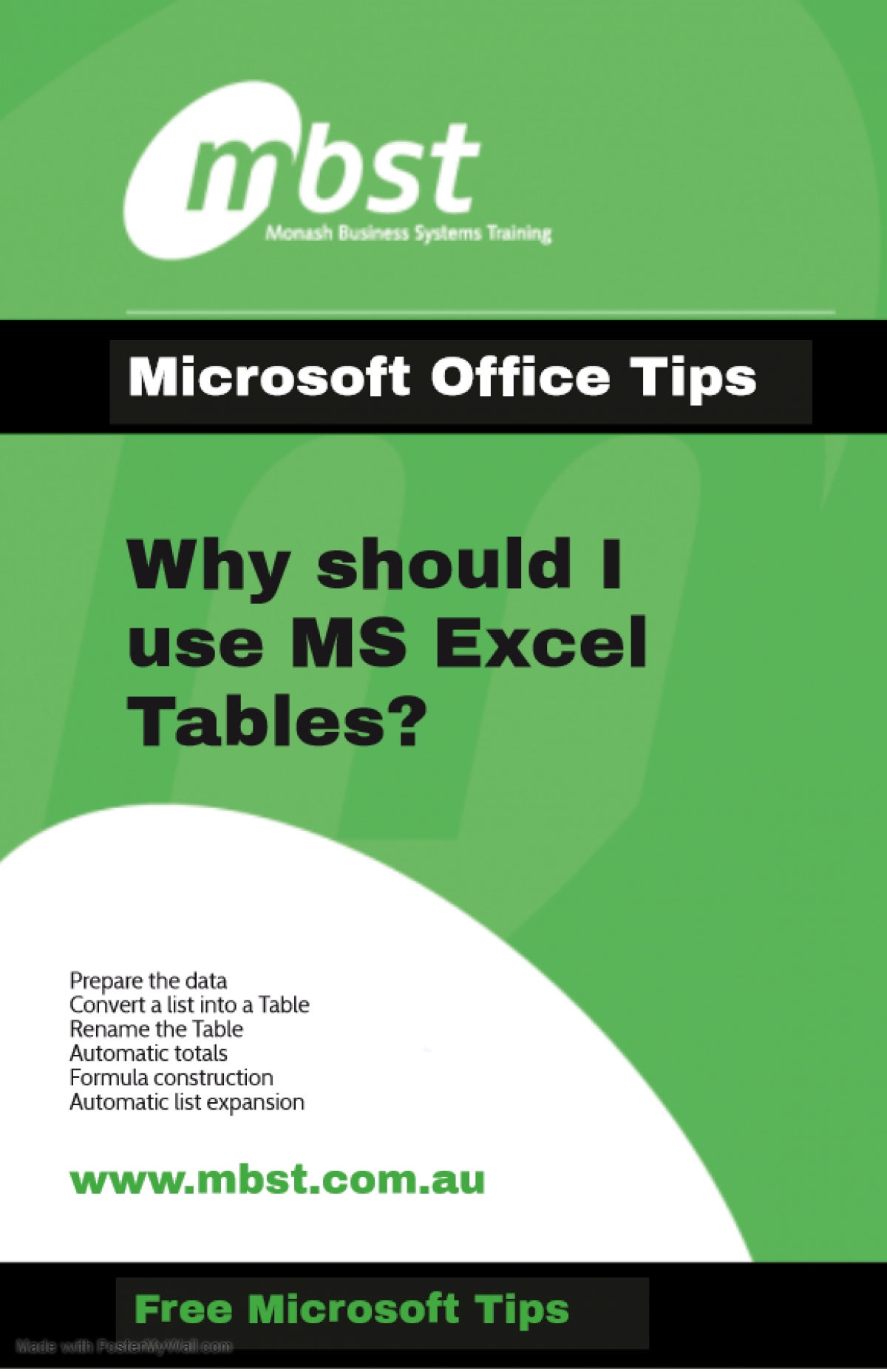 Why should I use MS Excel Tables?