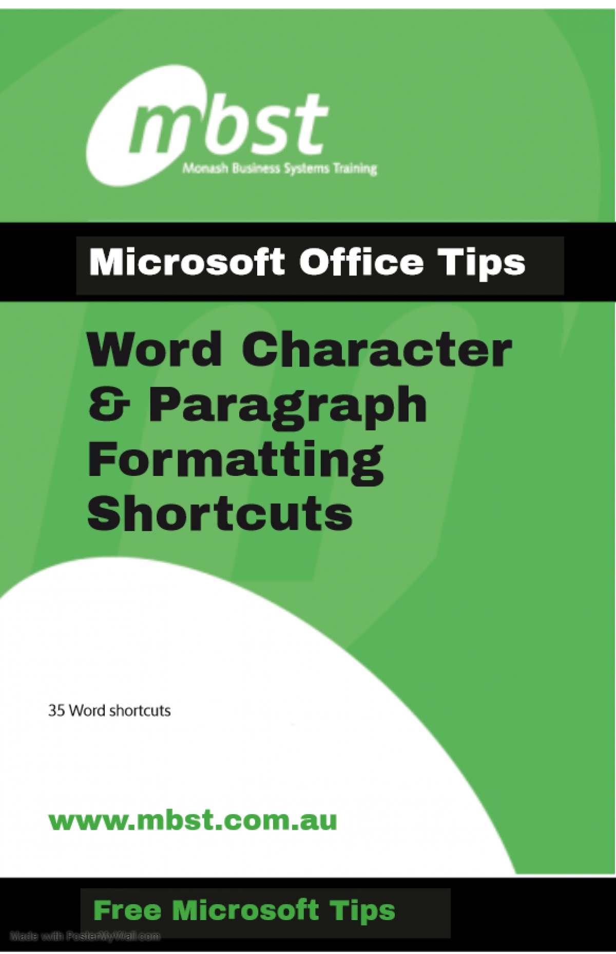 MS Word Character &amp; Paragraph Formatting Shortcuts